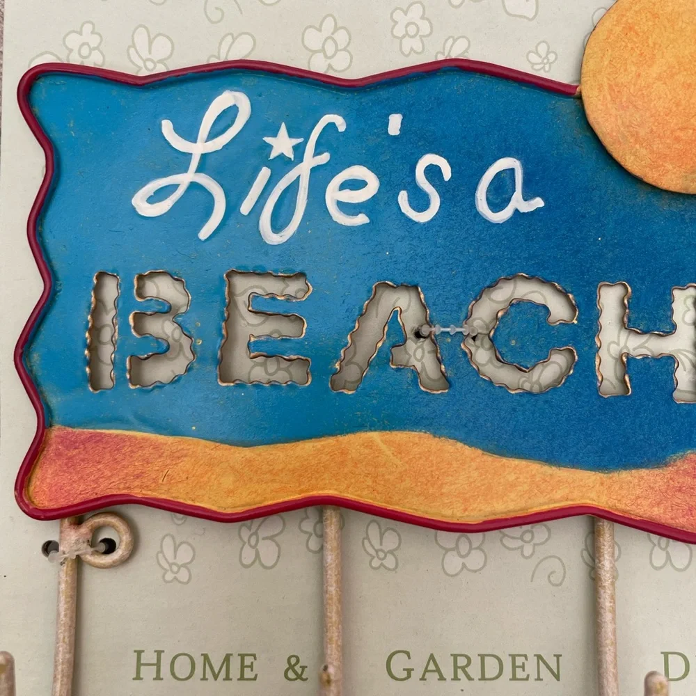 Wall Hook for keys. Life’s A Beach key hooks for Entryway, kitchen, hallway etc.